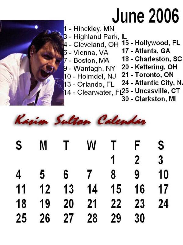 Kasim Sulton Calendar