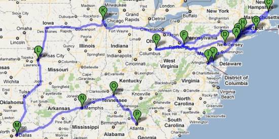 Kasim Sulton and Todd Rundgren Tour Map