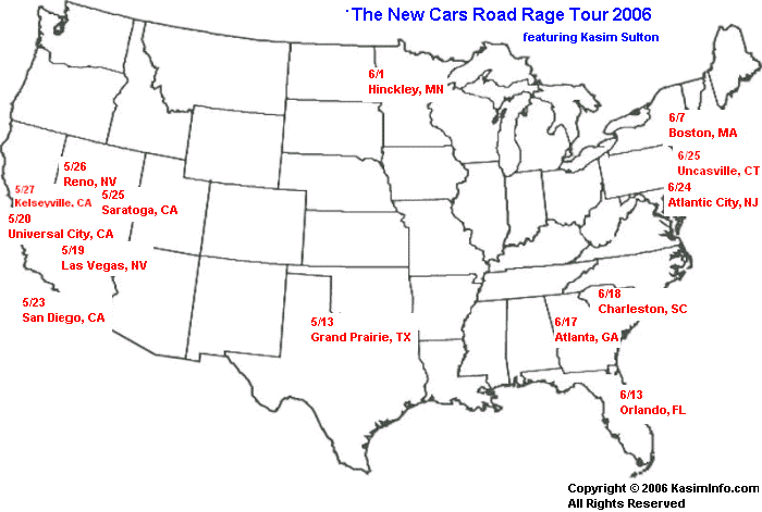 Kasim and The New Cars Road Rage Tour Map