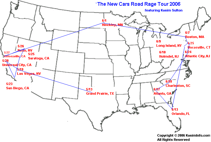 The New Cars with Blondie Road Rage Tour Map (featuring Kasim Sulton and Todd Rundgren)