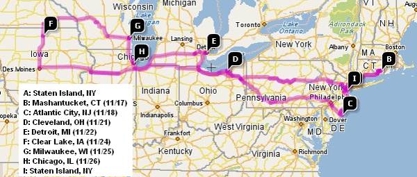 The New Cars Winter Road Rage Tour Map