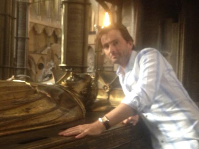 David Tennant at the tomb of Richard II in Westminster Abbey