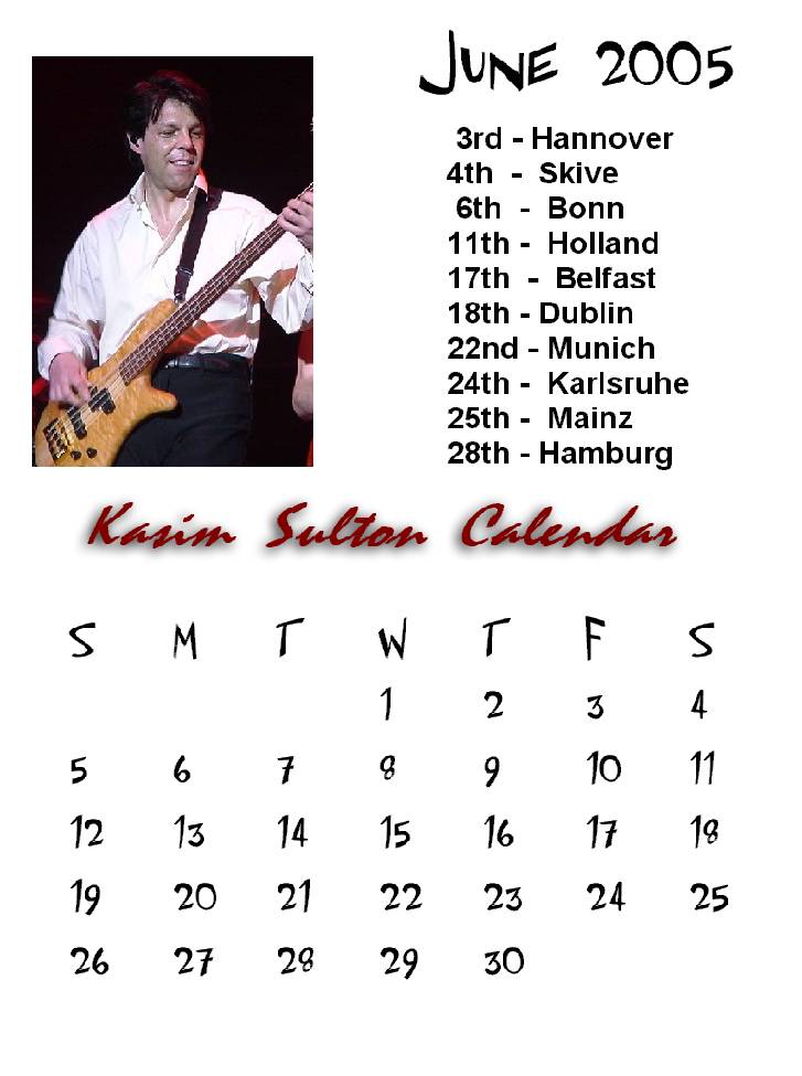 Kasim Sulton Calendar