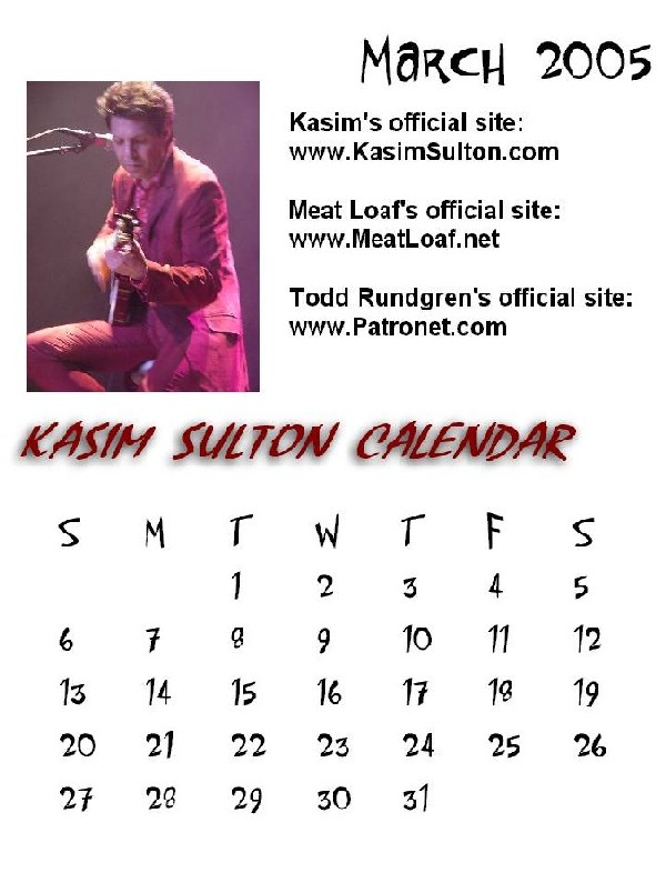 Kasim Sulton Calendar